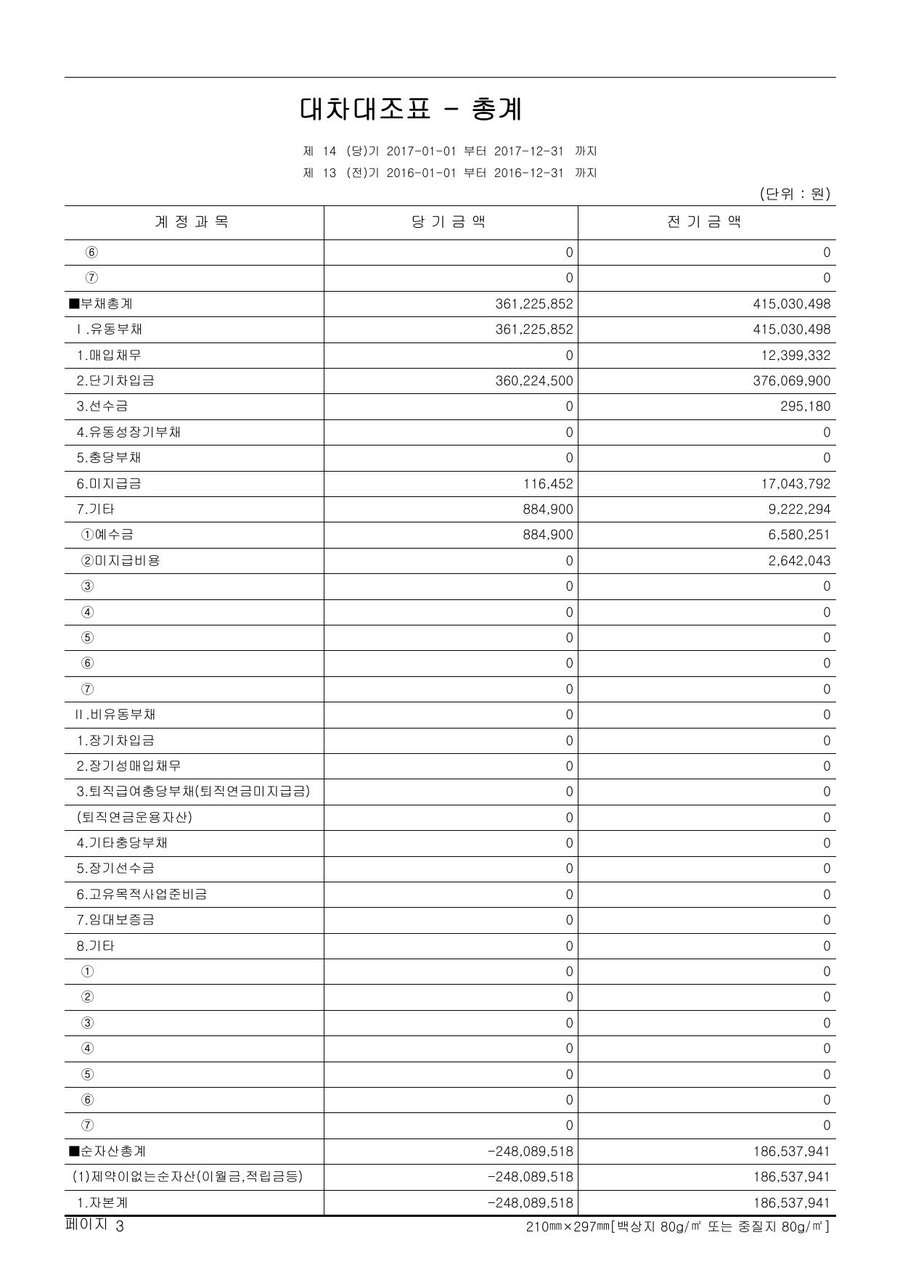 2017년도 재정보고 — 공시 서류 19쪽