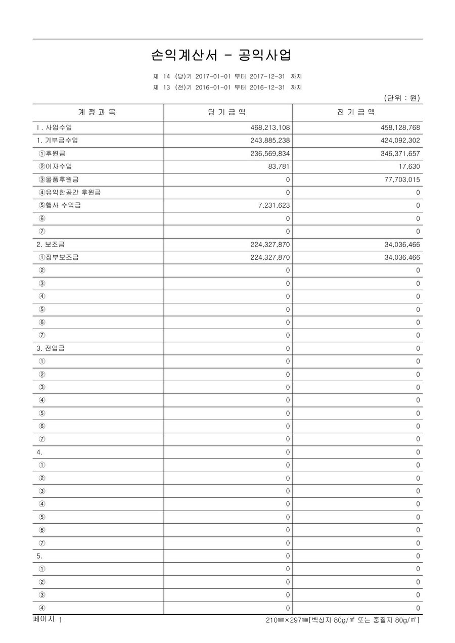 2017년도 재정보고 — 공시 서류 21쪽