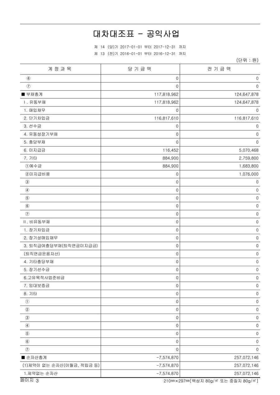 2017년도 재정보고 — 공시 서류 11쪽