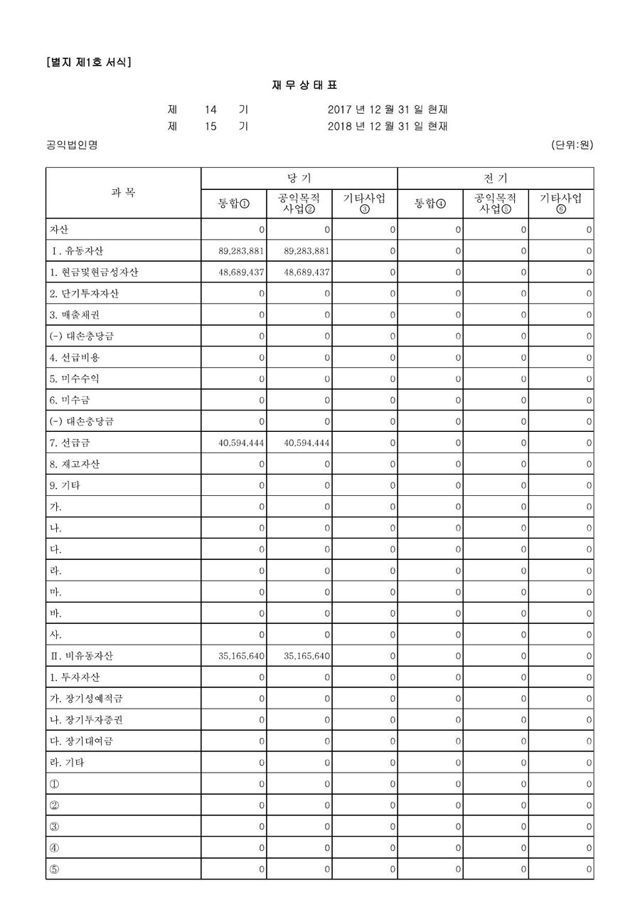 2018년도 재정보고 — 공시 서류 10쪽