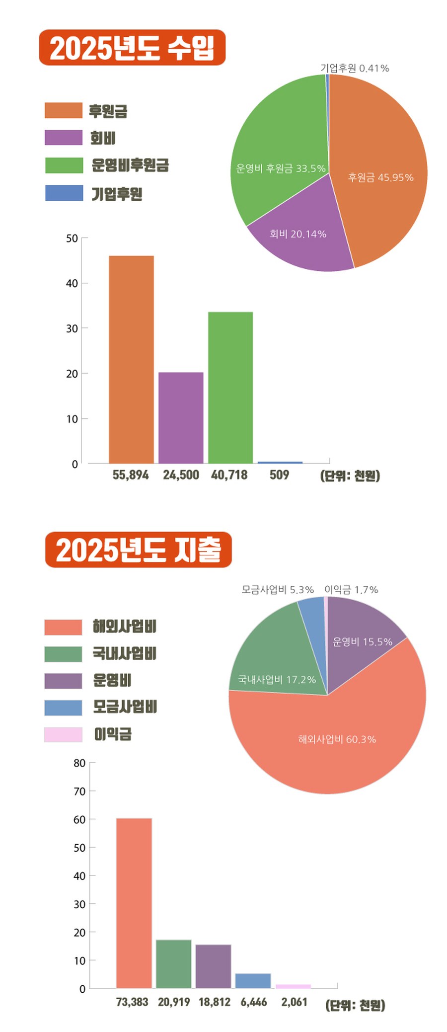 2025년도 재정보고 — 수입·지출 그래프